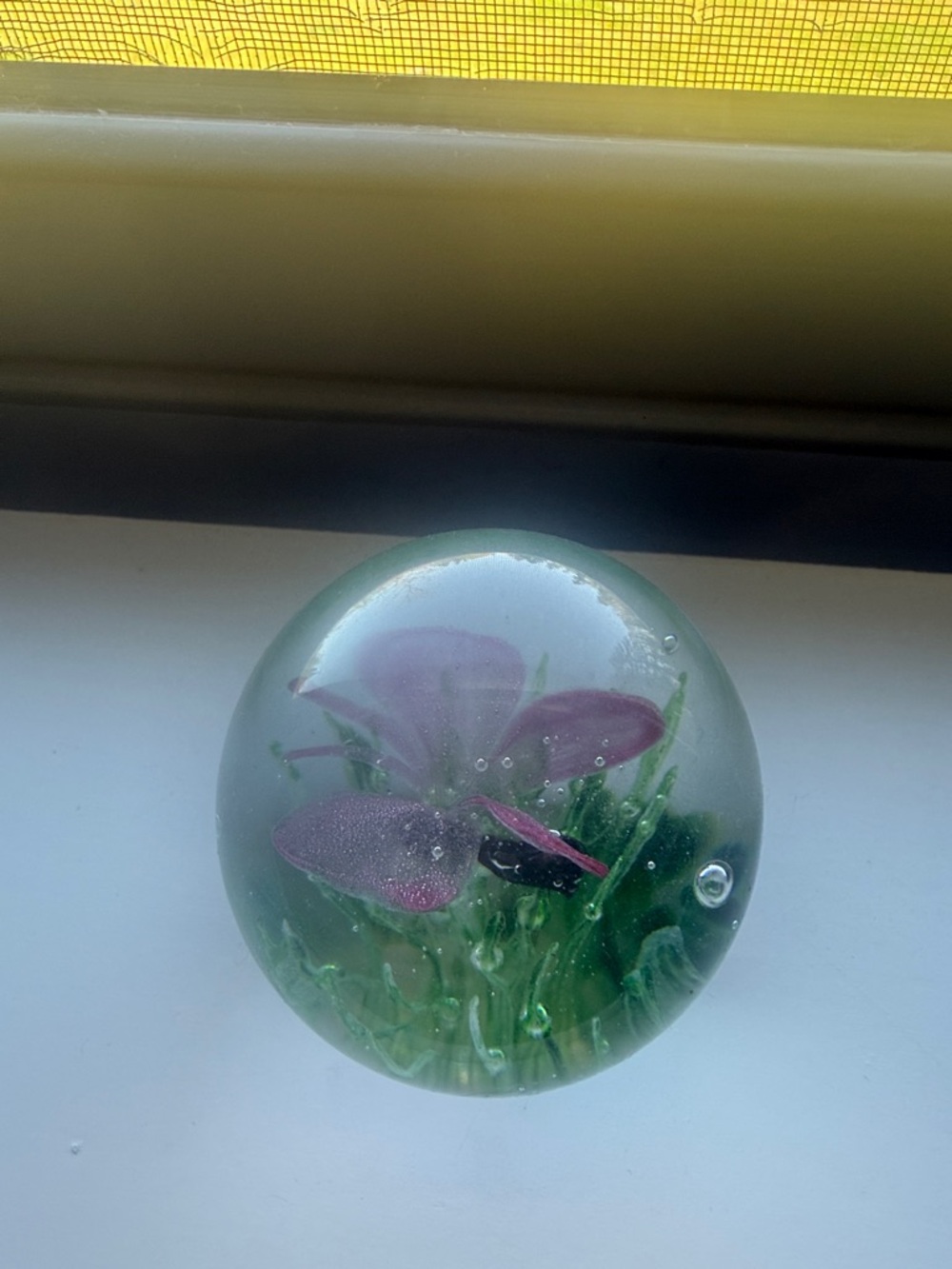 Glass Sphere with Pink Butterfly Design(Ships from OR)